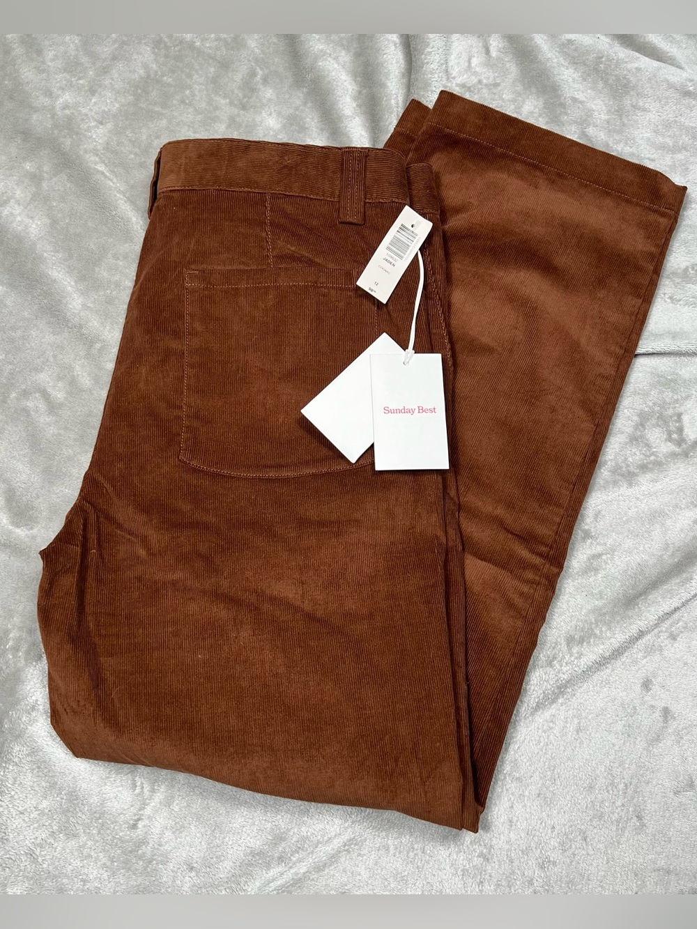 NWT Aritzia Sunday Best Jaden Corduroy Pants Womens 34x30 Cognac Stretch Preppy